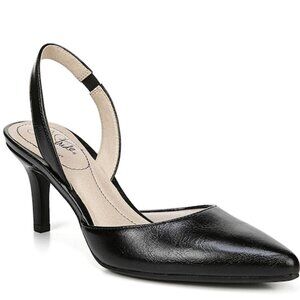 Life Stride Shane Black Pointy Toe Sandal Heel Pump
